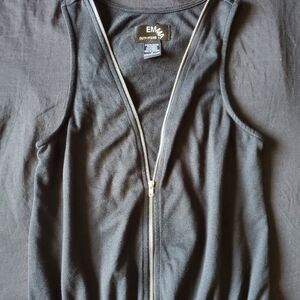 URBAN OUTFITTERS BLACK ZIP UP GATHERED ROMPER